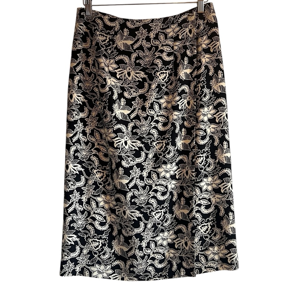 Liz Claiborne vintage floral print wrap midi pencil skirt excellent condition